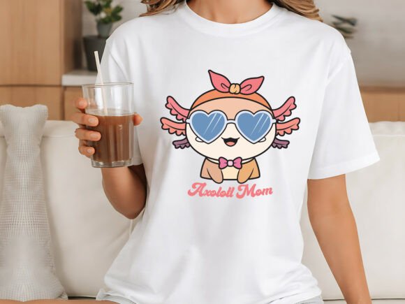 Cute Axolotl Mom Cartoon Design: Graphics & T-Shirt Designs