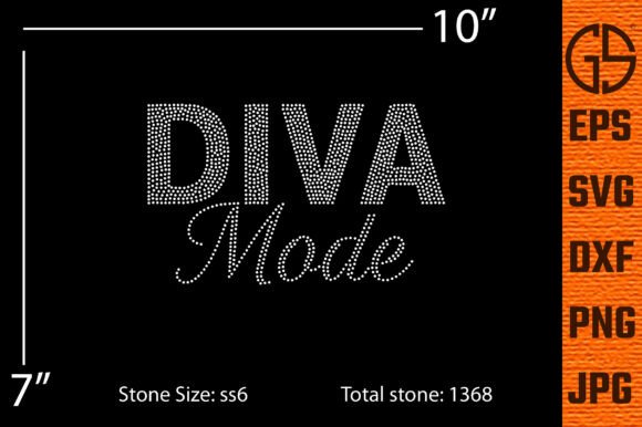 DIVA Mode Rhinestone Typography: Graphics for T-Shirt Designs