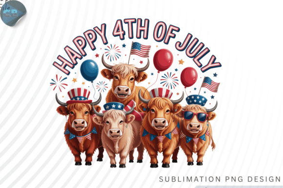 Patriotic Cows Graphics for 4th of July T-Shirt Designs
