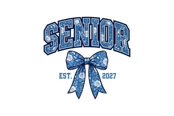 Senior 2027 Floral Bow Graphics for T-Shirt Designs