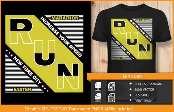 T-shirt Design NYC Marathon Run Vector Graphics Review